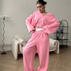 Women's Casual Solid Color Long Sleeve Zipper Sweatshirt Sweatpants Two-piece Set
