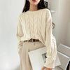 Round Neck Pure Color All-matching Trendy Sweater Top
