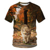 T-shirt da uomo con stampa digitale e maniche corte con gatto carino