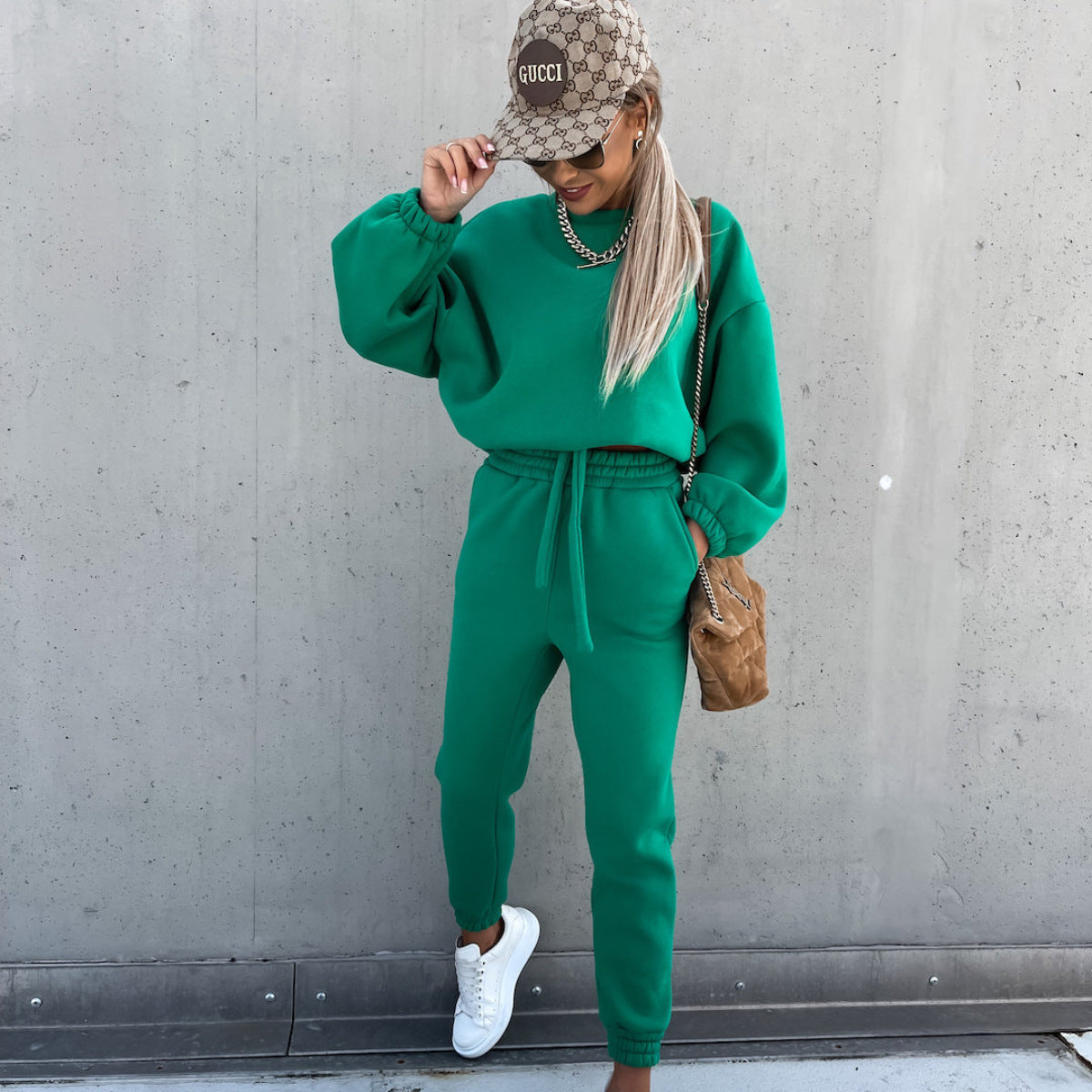Solid Color Hoodie Casual Two-piece Suit