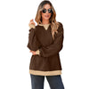Color Contrast Patchwork Round Neck Pullover Long Sleeve Sweater Women