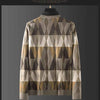 Contrast Color Diamond Lattice Fake Two-piece Warm Men's Shirt