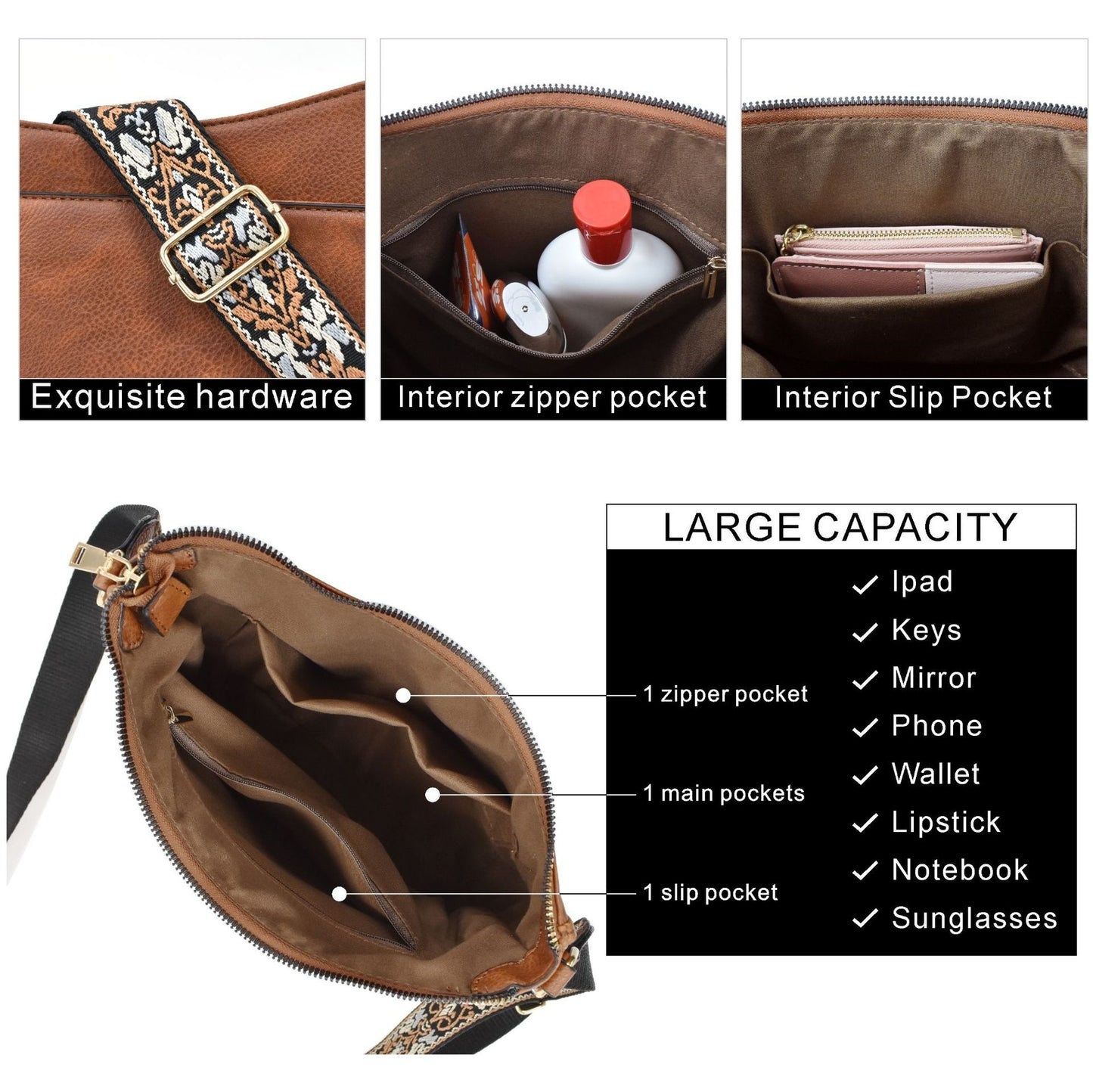 Wide Shoulder Strap Large Capacity Multi-functional Stitching Shoulder Bag