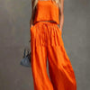 Womens Two-piece Set Loose-fitting Vest And Wide-leg Pants
