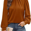 Women's Long Sleeve Small Turtleneck Solid Color Pleated