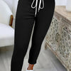 Women's Solid Color Versatile Casual Trousers With Belt And Slim Cuffs