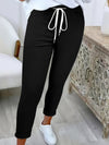 Women's Solid Color Versatile Casual Trousers With Belt And Slim Cuffs