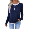 Women's Fake Two-piece Round Neck Button Pullover Grinding Sweater