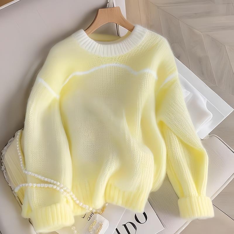 Maglione a maniche lunghe giallo limone