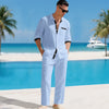 Set due pezzi camicia e pantaloni in lino da uomo
