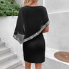 European And American Fashionable Sequins Patchwork Round Neck Fake Two-piece High-grade Women's Skirt