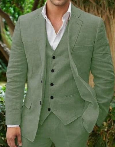 Abito in Lino Uomo Business Casual Abito da Sposo Banchetto