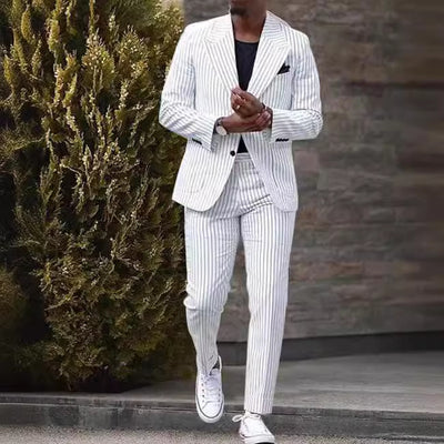 Pantaloni Americani Eleganti Casual a Righe da Abito