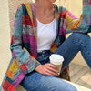 Women's Elegant Geometric Color-Block Coat