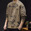 Round Neck Print Sweatshirt Long Sleeve Men's