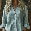 Camicia in lino da donna bohémien con scollo a V
