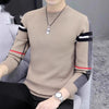 Slim-fit Contrast Colors Round Neck Base Knitwear Men's Sweater
