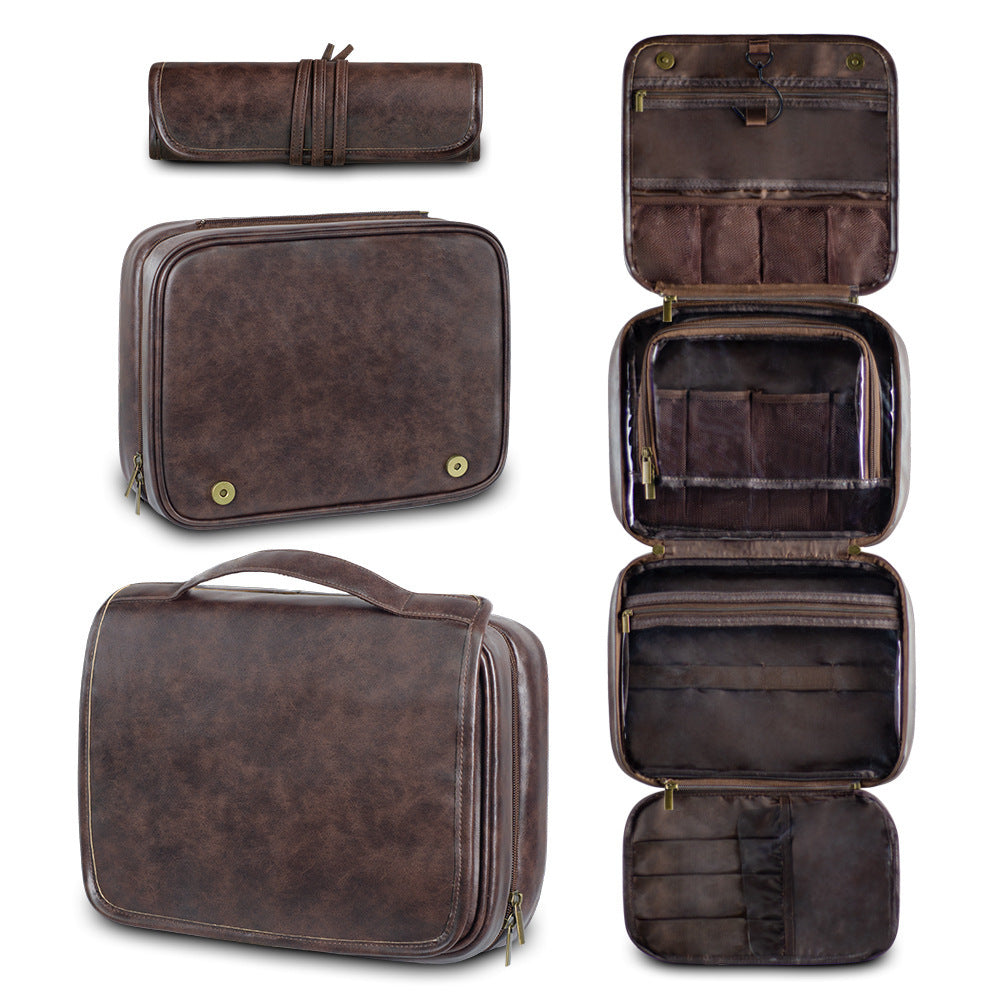Men's Business Pu Toiletry Bag With Large Capacity And High-end Storage