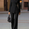 Slimming Solid-Color Long-Sleeve Suit For Women