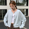 Autumn Crew Neck Baseball Uniform Sweater Coat For Women