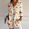 Womens Hawaiian-Style Floral Long-Sleeve Resort Shirt For Summer