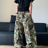 Retro Camouflage Wash Pocket Wide Leg Pants