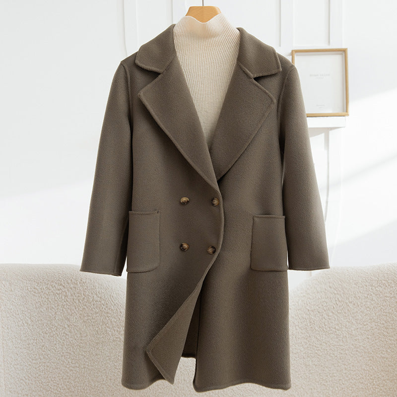 Fashion Double Breasted Woolen Coat Women