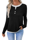 Women's Fake Two-piece Round Neck Button Pullover Grinding Sweater