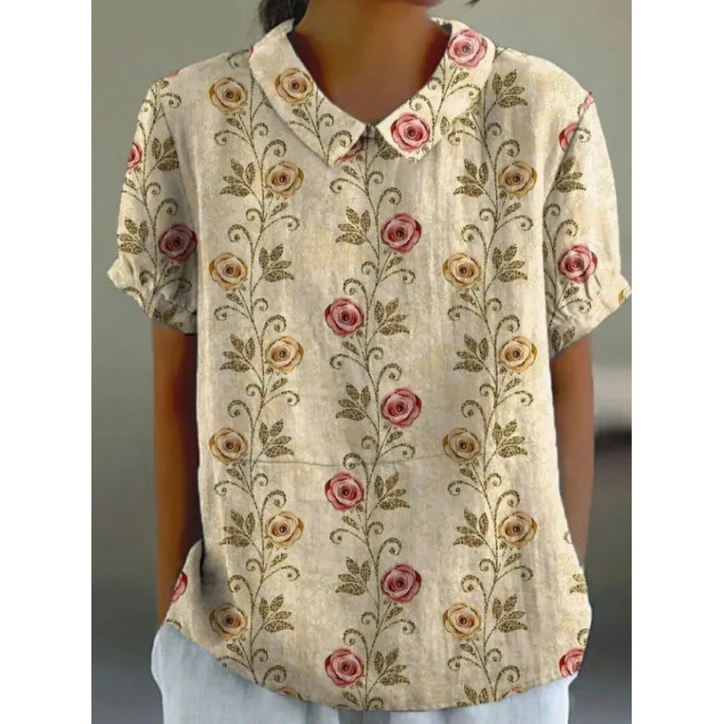 Pullover da donna a maniche corte stampato
