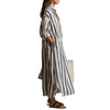 Loose V-neck Long Striped Shirt Dress