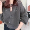 Long Sleeve Soft Glutinous Women's Clothing Gentle Dignified Hollow Sweater