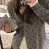 Women's Korean-style Gray Dot Knitted Cardigan Autumn Long-sleeved Top