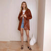Fashion Slim Mid-length Women's Leather Coat