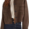 European And American Style Women Faux Suede Short Jacket Casual Lightweight Autumn Fashion