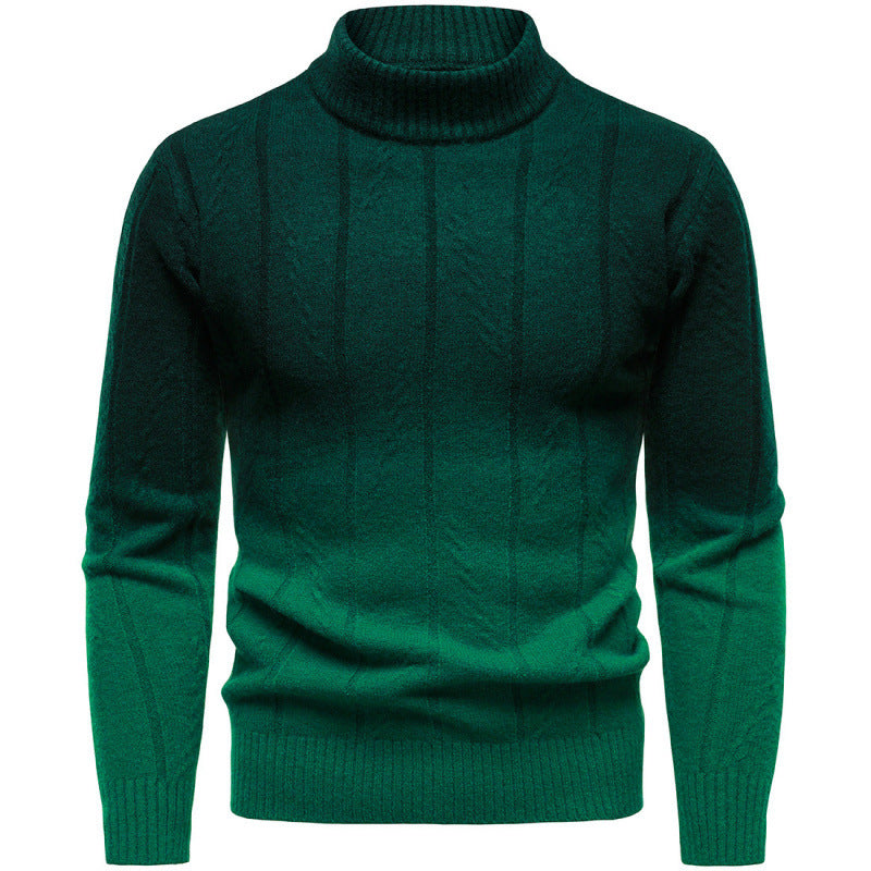 Gradient Color Half Turtleneck Handsome Men's Sweater