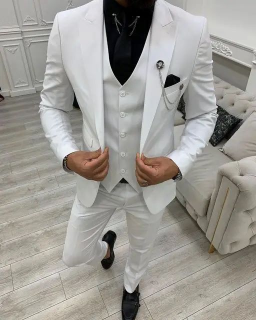 Abito da uomo completo a tre pezzi per ospite banchetto, taglie forti da uomo, vestibilità slim semplice