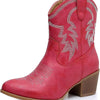 European And American Retro Chunky Heel Side Zip Western Denim Boots