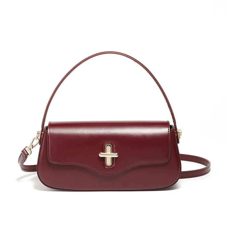 Spring And Summer New Moon Baguette Bag Leather Handbag