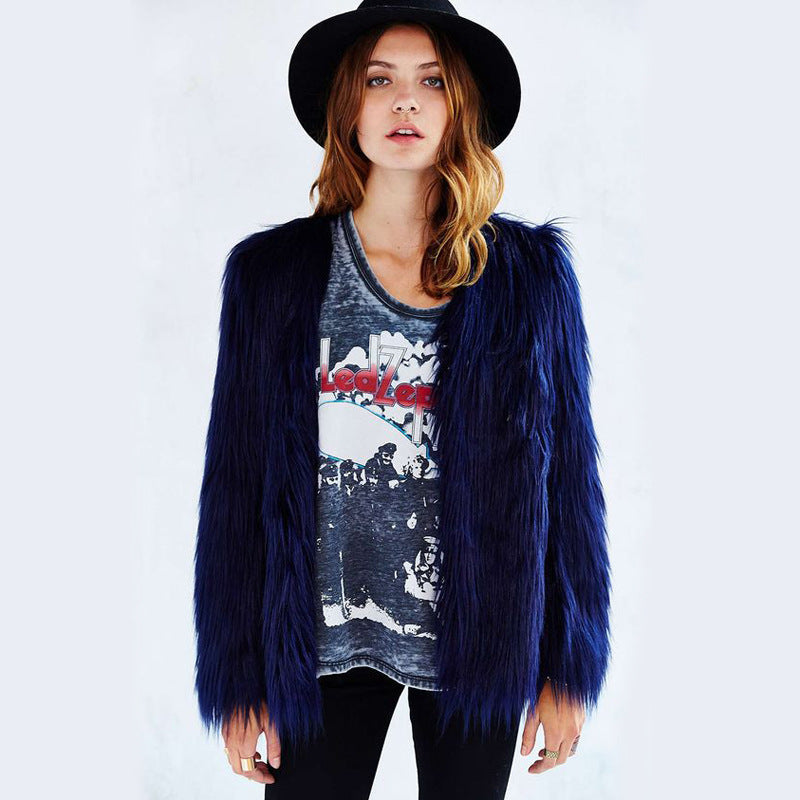 Women's Short Long Sleeve Plus Size Fur Coat