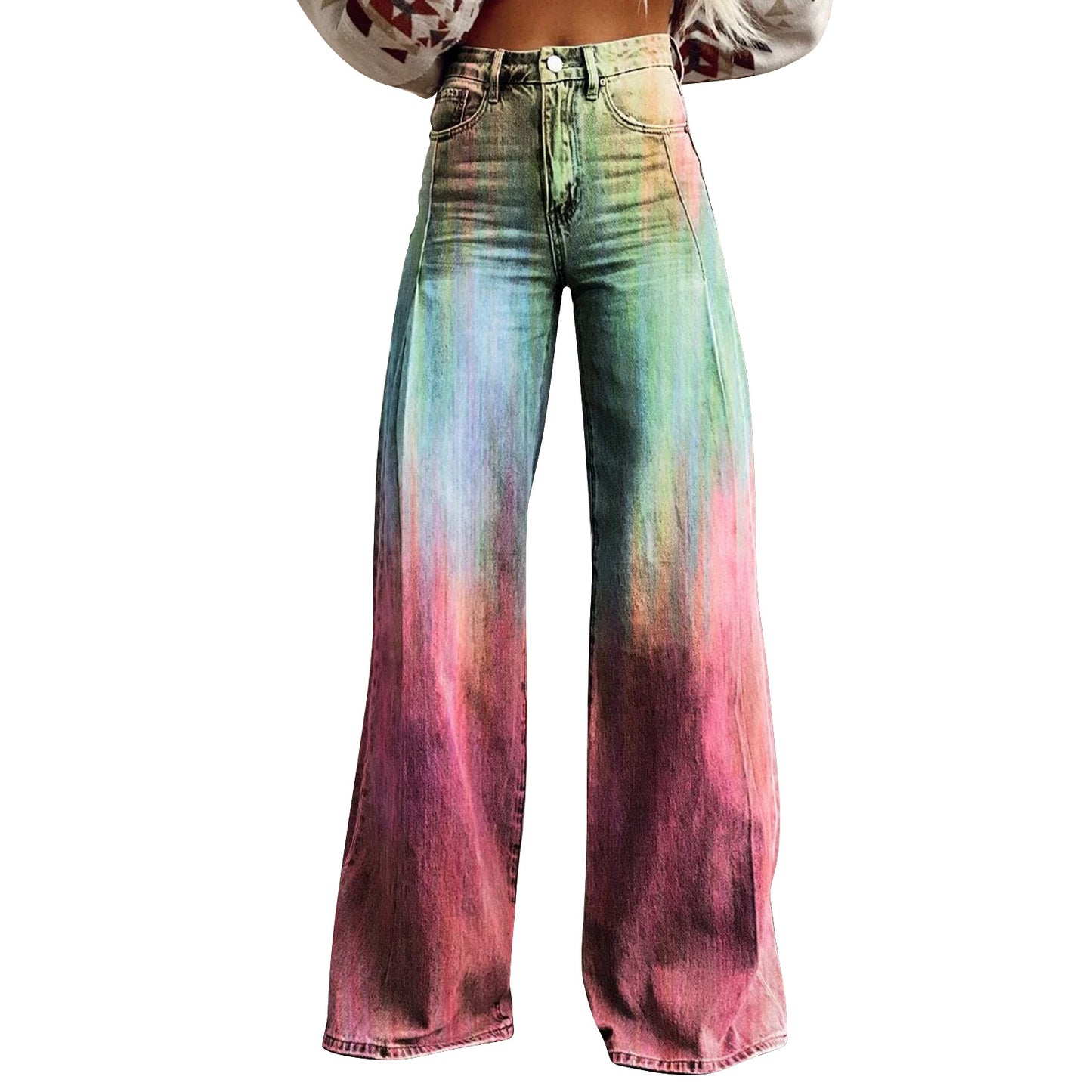 American And European-style Womens Flared Denim Jeans Made From Pure Cotton