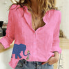 Camicia da donna a maniche lunghe con stampa di elefanti
