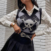 Gilet senza maniche con scollo a V e vestibilità aderente stile teschio