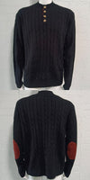 Slim-fit Buttoned Turtleneck Suede Stitching Sweater