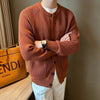 Cardigan Solid Color Round Neck Sweater Coat For Men