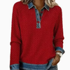 Womens Denim-Style Fake Two-Piece Knitted Jacket