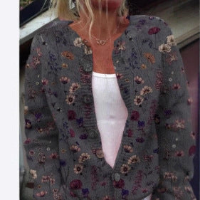 3D Digital Printing Cardigan Knitted Coat Women's Clothing