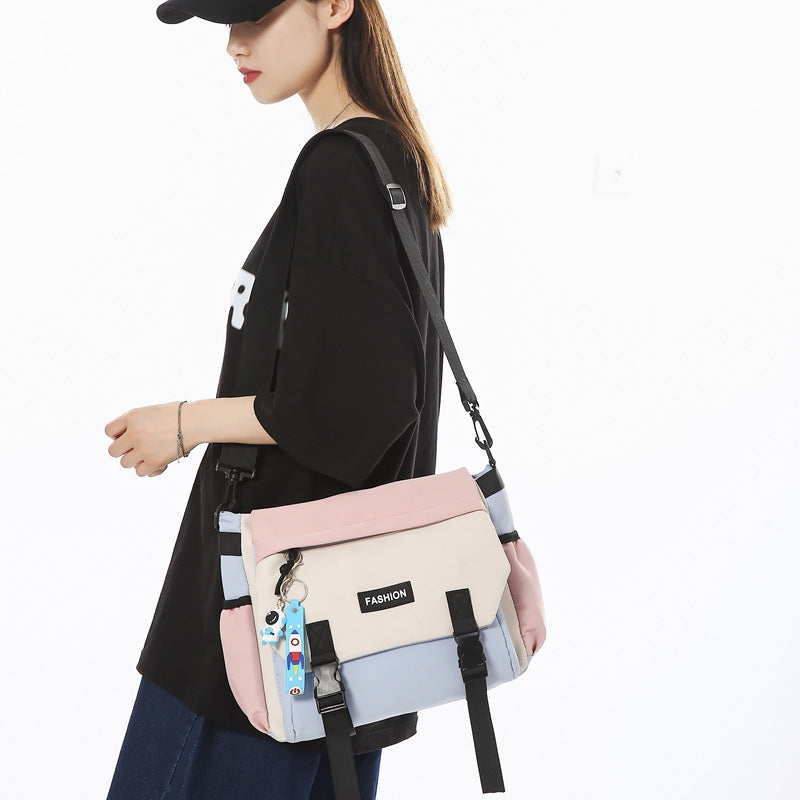 Borsa a tracolla giapponese casual da donna, neutra e di grande capacità