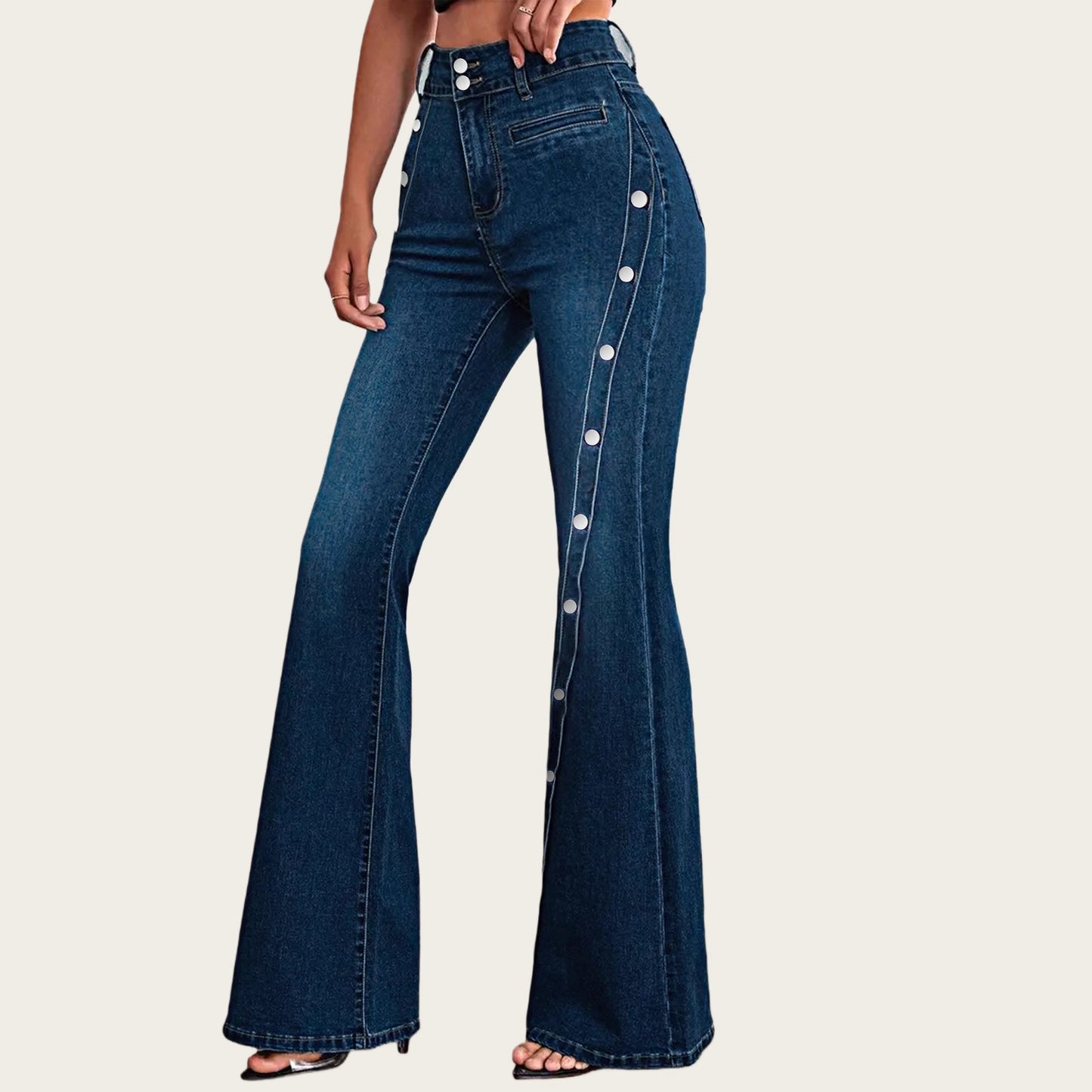 Jeans Slim Blu Tinta Unita di Tendenza