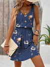 Women's Summer Holiday Floral Wrap Dress With Button Closure, Elastic Waistband And Belt Vacation Beach Outfit