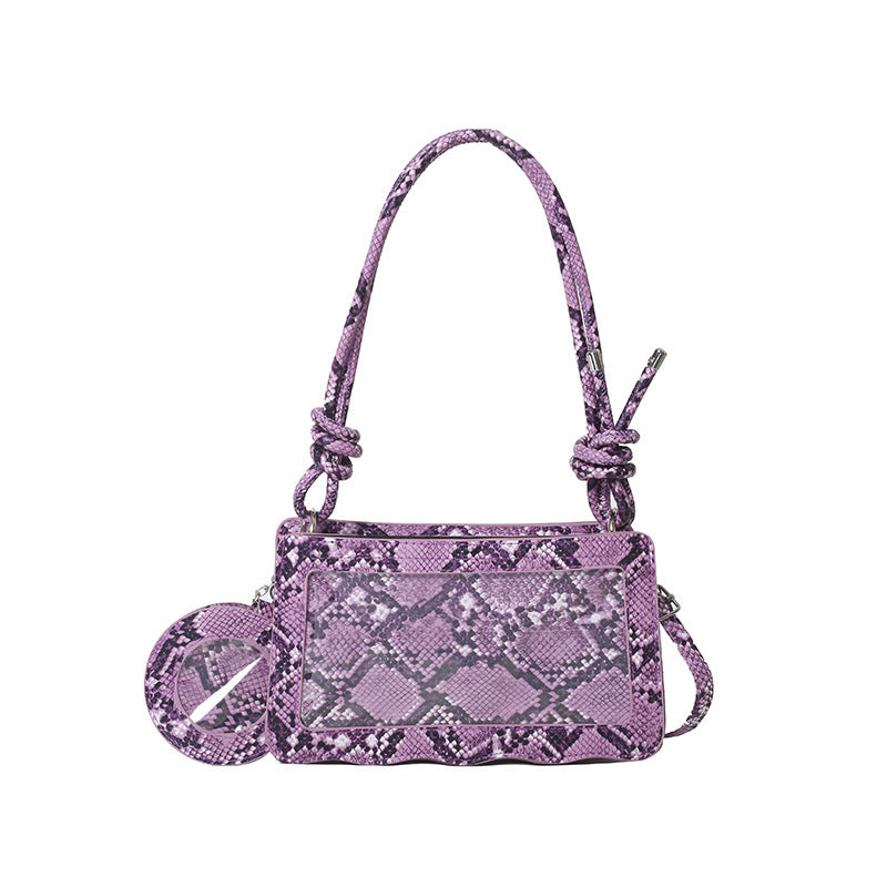 Western Style Snake Pattern Simple Stylish Textured Crossbody Bag
